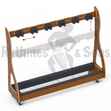 RYTHMES & SONS Chariot ratelier caramel pour 4 contrebasses ou 6 violoncelles