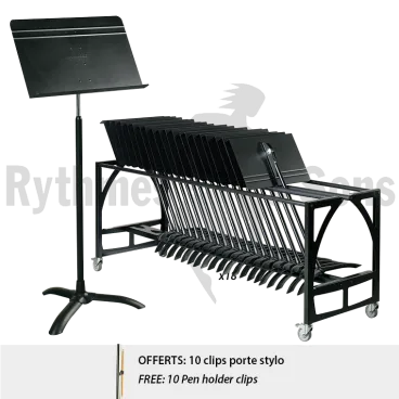 Set of 20 MANHASSET® Symphony #48 Music Stands+Trolley+FREE 10 Pen holder clips