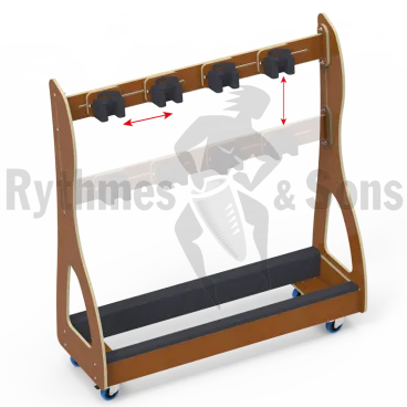 RYTHMES & SONS Chariot ratelier caramel pour 3 contrebasses ou 4 violoncelles