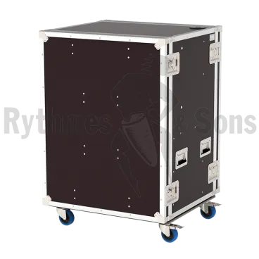 Flight case d'accueil avec 2 tables et rangements