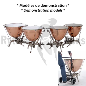 Jeu de 4 timbales Philharmoniques ADAMS Schnellar 23"+26"+29"+32" Dresden à crémaillère + chariot