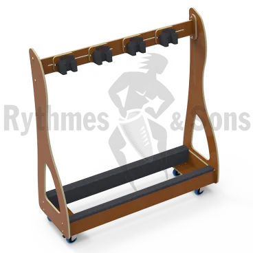 RYTHMES & SONS Chariot ratelier caramel pour 3 contrebasses ou 4 violoncelles