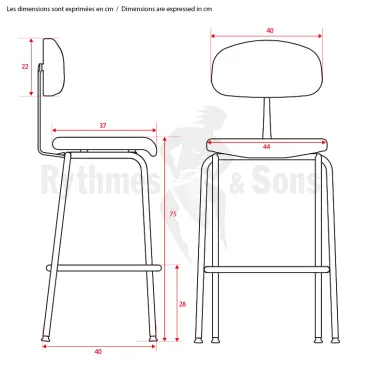 RYTHMES & SONS KAIJA® Chaise haute, fixe & empilable