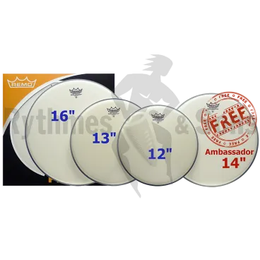 Pack peaux REMO Ambassador sablée pour caisse claire ou tom Ø12"+13"+16"