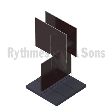 3x2 compartiments bois + mousse dans le fond pour malle 600x600xH600