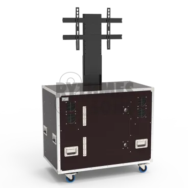 Flight-case OPENROAD® avec élévateur électrique pour écran 40" à 50" + enceintes