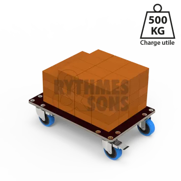 Plateau roulant Polyvalente 600x400xE21mm Roul. Ø100