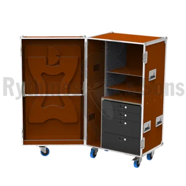 Flight case bureau mobile caramel
