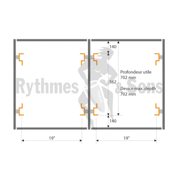 Rack 19" Opentop® suspendu 2x12U prof. 700 mm