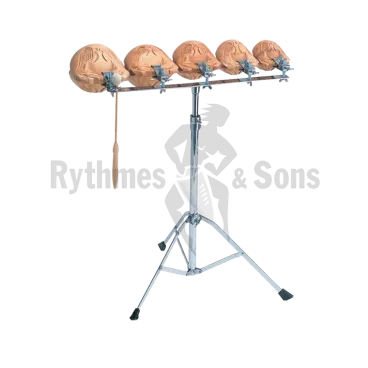 Set of 5 Chinese temple blocks with stand