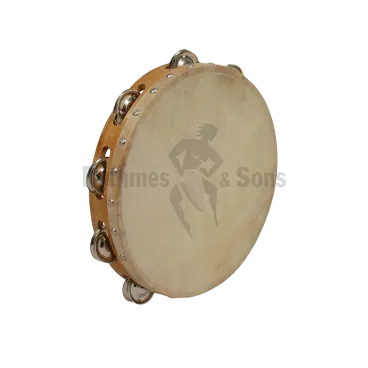 Tambourin Ø10"/25cm 1 rangée cymbalettes peau animale