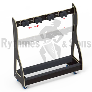 RYTHMES & SONS Black Trolley for 3 double basses or 4 cellos