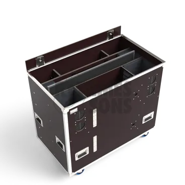 Flight-case OPENROAD® avec élévateur électrique pour écran 40" à 50" + enceintes