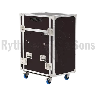 Régie mobile 19" classique 16Ux14U avec pupitre et 2 tables