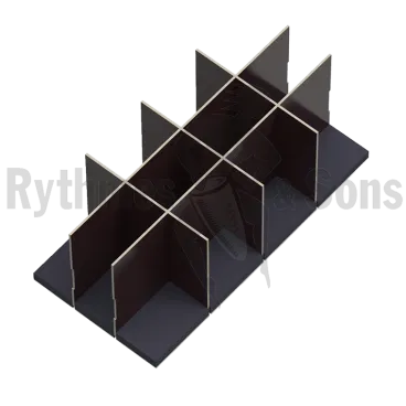 4x3 compartiments bois + mousse dans le fond pour malle 1200x600xH600