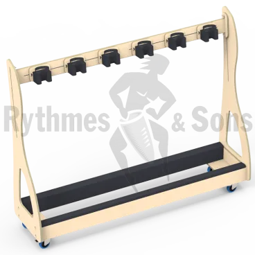 RYTHMES & SONS Chariot ratelier OpalWhite pour 4 contrebasses ou 6 violoncelles