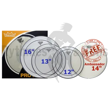 Pack peaux REMO Pinstripe transparente pour caisse claire / tom Ø12"+13"+16"