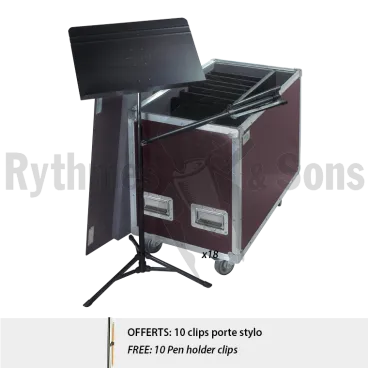 Set of 20 MANHASSET® Voyager #52 Music Stands+Flight case+FREE 10 Pen holder clips