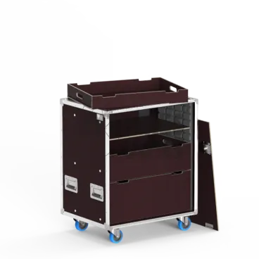 Flight-case OpenRoad® 800x600xH800 avec bacs et étagère amovibles pour accessoires