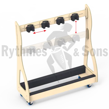 RYTHMES & SONS Chariot ratelier OpalWhite pour 3 contrebasses ou 4 violoncelles