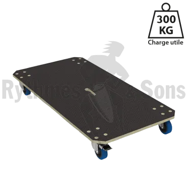 Plateau roulant 1200x600xE15mm Roul. 4 roulettes pivotantes ø100 dont 2 à frein