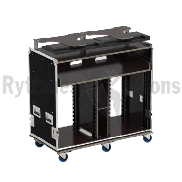 Rack vidéo 19" 2x14U + plateau + supports écrans 24"