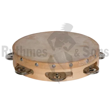 Tambourin Ø12"/30cm 1 rangée cymbalettes peau animale