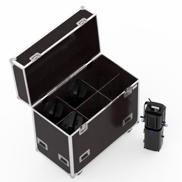 Flight-⁠case pour 6 projecteurs de découpes 613S/SX, 614SX, DS101, DVW105, DW104/105, ZEP-⁠643SX/644SX ADB/CLAY PAKY, ETC, ROBERT JULIAT, SPOTLIGHT