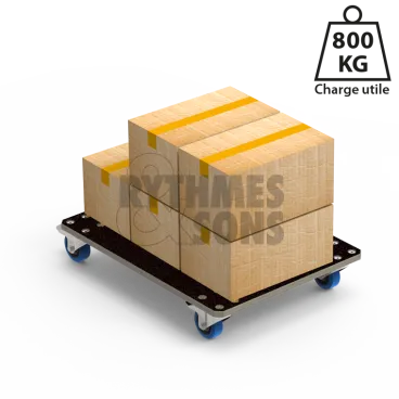 Plateau roulant Polyvalente 800x600xE21mm Roul. Ø100
