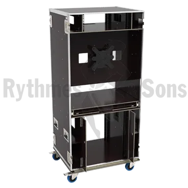 Rack vidéo 19" 15U + tablette coulissante + support écran 32" + 2 tables