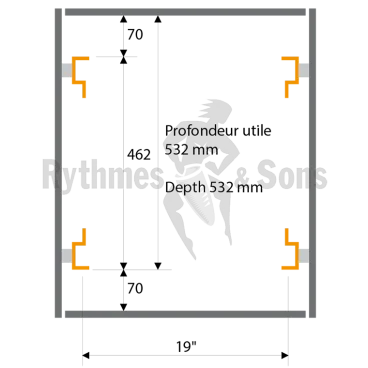 Opentop® 19" shock mounted Rack  8U depth 530 mm