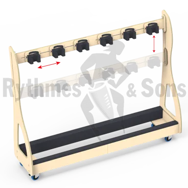 RYTHMES & SONS Chariot ratelier OpalWhite pour 4 contrebasses ou 6 violoncelles