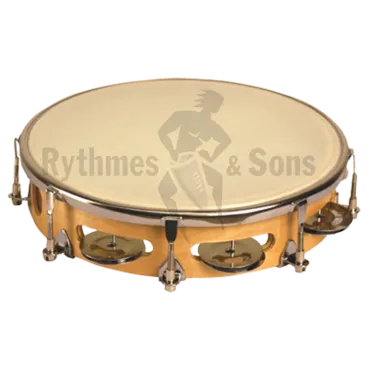 Tambourin Ø10"/25cm 1 rangée cymbalettes peau synthétique