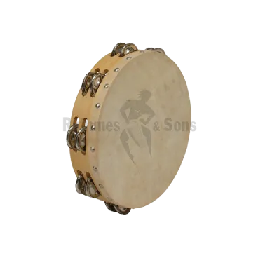 Tambourin Ø10"/25cm 2 rangées cymbalettes peaux animale