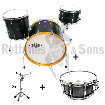 Batterie 3 fûts ASBA Simone + Caisse claire ASBA + 2x pieds