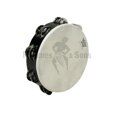 Tambourin Ø10"/25cm 2 rangées cymbalettes peaux synthétique