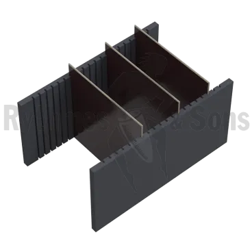 Mousses rainurées adhésives + 3 cloisons amovibles pour malle 600x400xH400