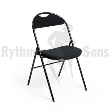 RYTHMES & SONS LILA® I Chaise pliante tissu noir avec poignée de préhension